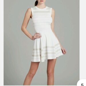 Marciano White with Gold Stripes Sleeveless Pretty Dress Size XS